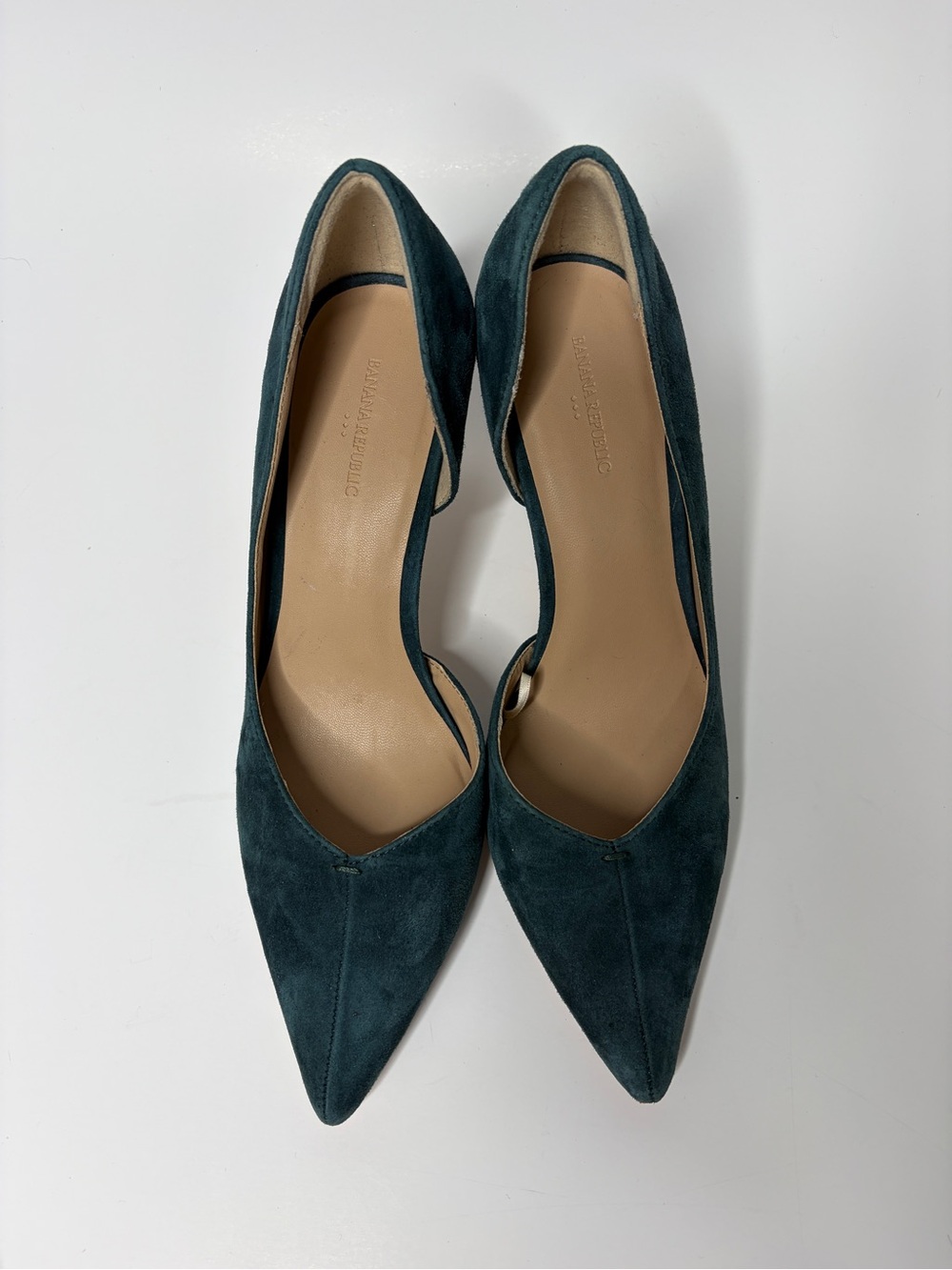 Banana Republic Factory Suede d'Orsay Pump Heels in Pixie Dust Green Size 9 - Picture 3 of 9
